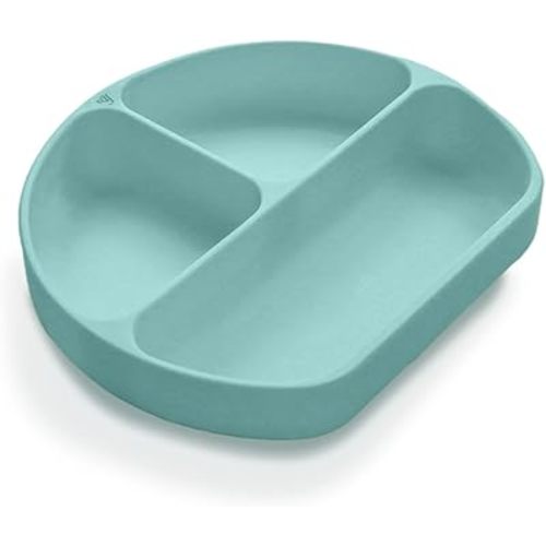 Yooforea Platinum Silicone Baby Suction Plate (Upgraded), Baby Led Weaning Plate, 100% Food Grade Silicone, Non Sticky Stain Resistant by UV Treatment, Dishwasher, Microwave Safe, BPA BPS Free - Fog