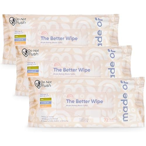 Organic Sensitive Baby Wipes - Hypoallergenic Soothing Wipes for Sensitive Skin - Fragrance-Free, Chemical-Free, Alcohol-Free - Water Based Soothing Aloe and Argan Oil (72 Count (Pack of 3))
