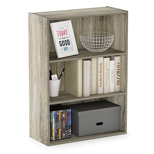 Furinno PASIR Book Shelf, 3-Tier Bookshelf, Storage Shelves Bookcase, 9.7 x 23.7 x 31.5, for Living Room, Bedroom, Home Office, Sonoma Oak