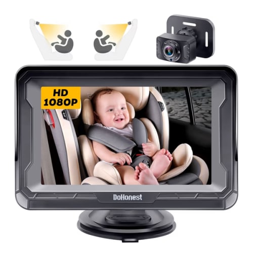 DoHonest Baby Car Camera HD 1080P - Rear-Facing Car Baby Monitor with Night Vision, Adjustable View Angle, Easy Setup, Anti-Glare Display, Safety for Kids & Infants