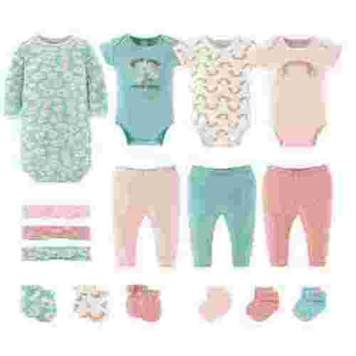 The Peanutshell Carefree Floral Newborn Baby Clothes and Essentials, Layette Set for 0-3 Months, 16-Piece