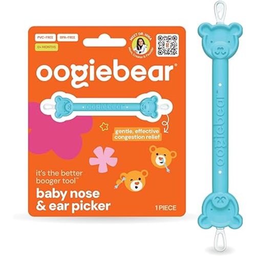 oogiebear Baby Nose Cleaner & Ear Wax Removal Tool - Safe Booger & Earwax Removal for Newborns, Infants, Toddlers - Dual-Ended - Essential Baby Stuff