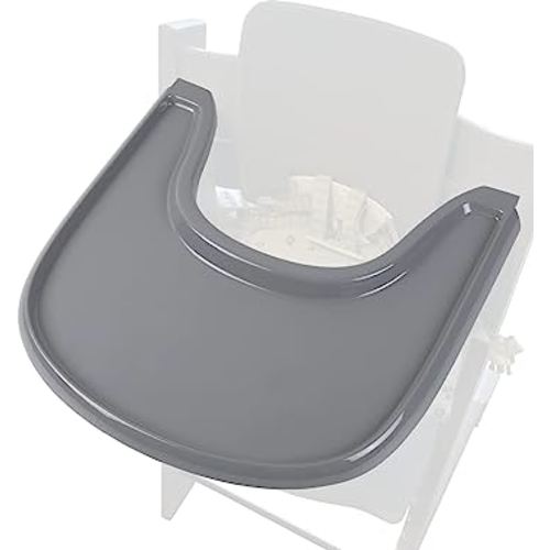 Baby High Chair Tray Compatible with Stokke Tripp Trapp V2+, Replacement Tray for Stokke High Chair, Smooth Surface & Strong Suction, BPA-Free & Dishwasher Safe, Toddlers 6–36 Months - Grey