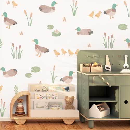 Duck Wall Decals - Removable, Reusable Wall Stickers - Nursery Decor, Kids Room Watercolor Animal Wall Art