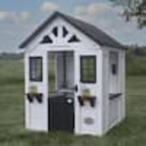 Backyard Discovery Sweetwater White Indoor Outdoor All Cedar Wooden Playhouse with Sink, Kitchen, Cooktop, Working Doorbell, and Play Phone 2303010COM