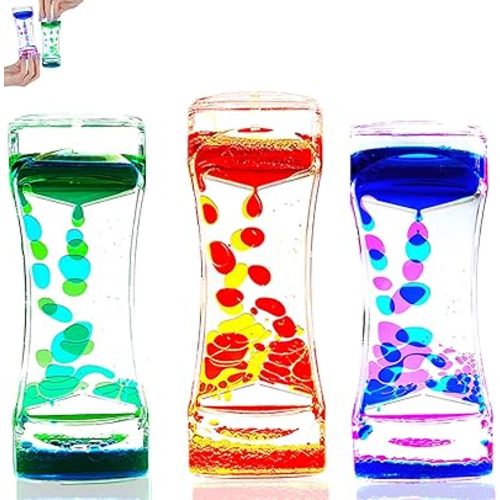 3 Pack Liquid Motion Bubbler Timer Sensory Calming Fidget Toy Autism Community Toys for Kids Teenager Adults