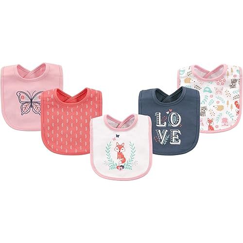 Hudson Baby Unisex Baby Cotton Bibs, Woodland Fox, One Size