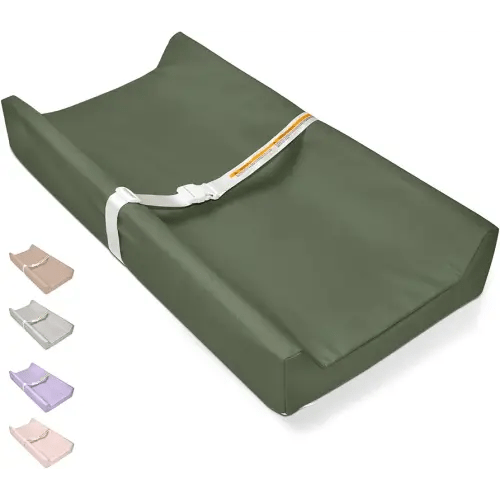 Vegan Leather Baby Changing Pad - Diaper Wipeable Changing Pad, Waterproof Cover Changing Mat for Dresser and Table,Taupe (Dark Green)