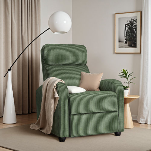 Winston Porter Manual Recliner with Massage, Comfortable Corduroy Recliner with Upholstered Back and Seat Cushion & Reviews | Wayfair