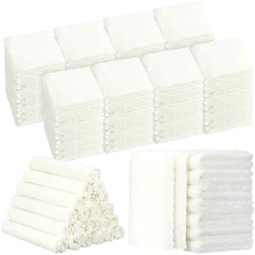 100 Pack Baby Washcloths Bulk 10 x 10 Inch Microfiber Coral Fleece Baby Face Towels Absorbent and Soft Baby Wash Cloths for Newborns Infants and Toddlers (White)