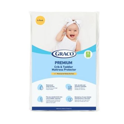 Graco Premium Waterproof Crib And Toddler Mattress Protector - 2pk