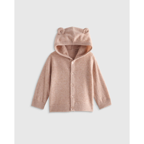 Washable Cashmere Hooded Cardigan in Heather Grey