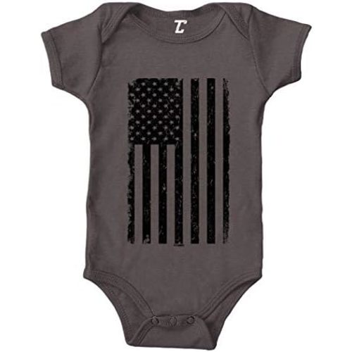 Tcombo Distressed Black American Flag - USA Bodysuit