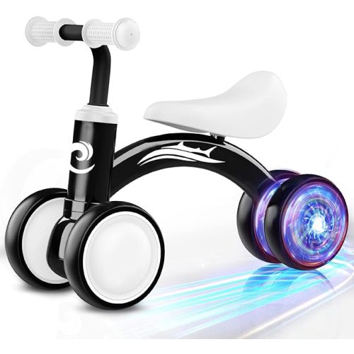 Gamfeiny Colorful Lighting Baby Balance Bike Toys for 1 Year Old Boy Girl Gifts, 10-36 Month Toddler Balance Bike, No Pedal 4 Silence Wheels & Soft Seat First Riding on Toys, 1st Birthday Gifts