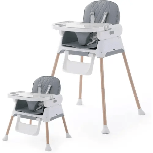 3 in 1 Baby High Chair,Adjustable Convertible Baby High Chairs for Babies and Toddlers,Gray