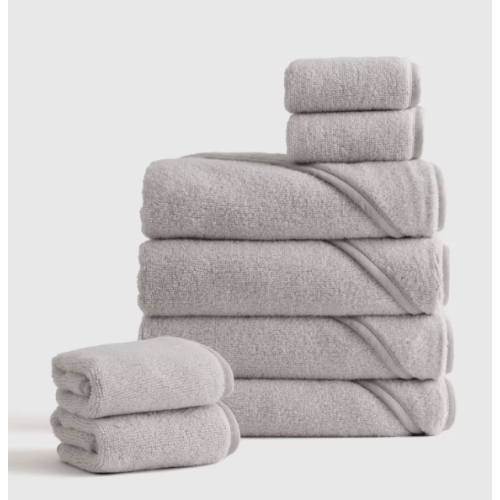 Quince Cotton Baby Bath Bundle, 8 Pack, Light Grey