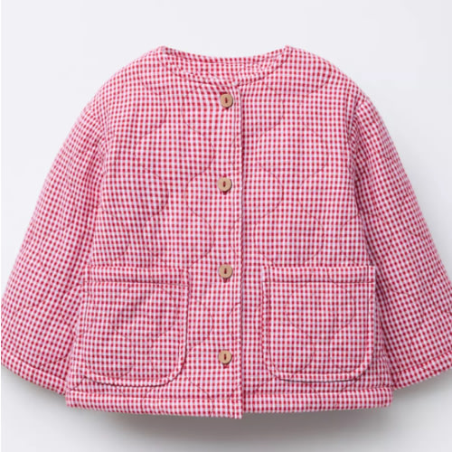 GINGHAM PRINT QUILTED JACKET - White / Red | ZARA United States
