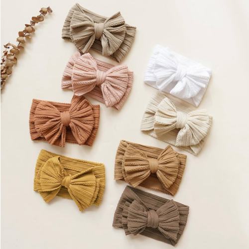 Prohouse 8 Pack Baby Headbands Soft Nylon Hairbands Hair Bows for Newborns Infants Toddlers and Baby Girls Elastic Hairbands for Daily Wear, Photoshoots