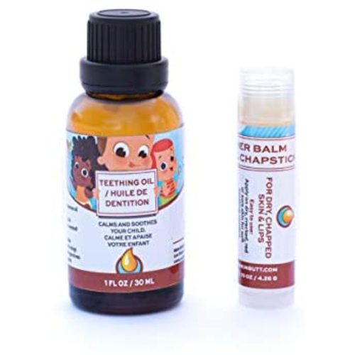 Punkin Butt Baby Teething Oil and Weather Lip Balm Bundle for Sore Gum Relief and Chapped Lips | All Natural, Organic, Safe for Infants, Chemical-Free | 1 Oz Oil