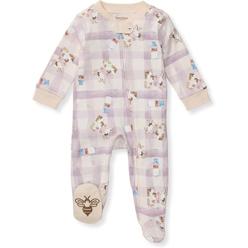 Burt's Bees Baby Girls Footed One-Piece Pajamas, Sleep and Play Loose Fit, 100% Organic Cotton, Sizes NB to 6-9 Months