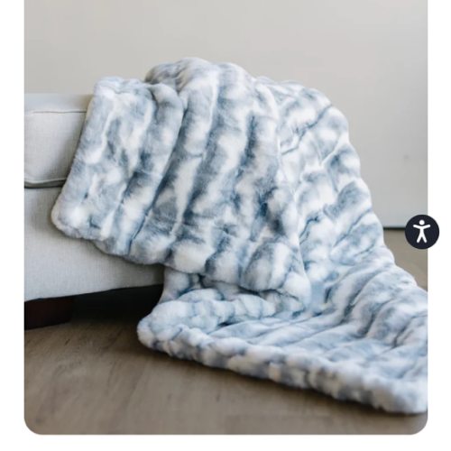 Denim and Cream Plush Blanket | Minky Couture