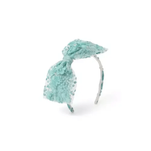Girl Light Teal Floral Floral Tulle Bow Headband by Janie and Jack