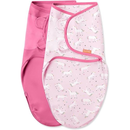 SwaddleMe Easy Change Swaddle – Size Small/Medium, 0-3 Months, 2-Pack (Unicorn Universe)