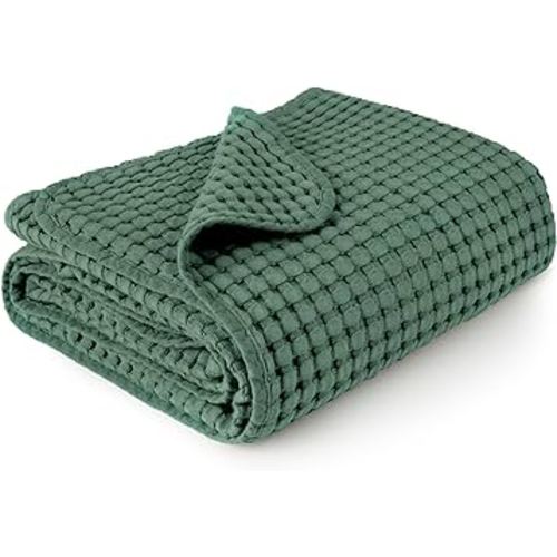 Konssy Waffle Baby Blankets, Nursery Blankets for Boys Girls, Swaddle Blankets Neutral Soft Lightweight Toddler and Kids Throw Blankets(Green)