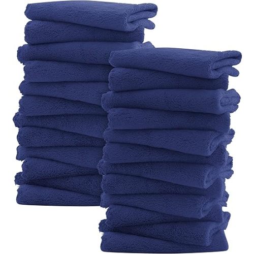 Sunny zzzZZ Ultra Soft 24 Pack Baby Washcloths - 10x10 Inches - Coral Fleece Extra Absorbent Wash Clothes for Babies, Infants and Toddlers - Sensitive Skin and Newborn - Ideal Baby - Navy Blue