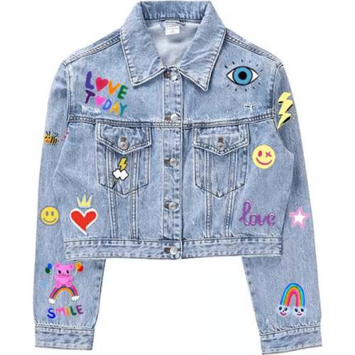 You Rock Painted Denim Jacket, Blue - Lola + The Boys | Maisonette
