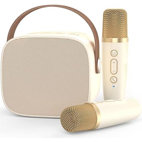 Mini Karaoke Machine Microphone with 2 Wireless Microphone, Portable Bluetooth Speaker, Fun Toys Christmas Birthday Gifts for Adult Kids/Toddler Boys Girls 3 4 5 6 7 8 9 10 11 12+