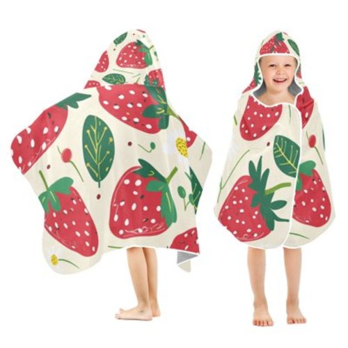 Strawberries Leaves Flowers Kid Bath Towels Bath Beach Towel Super Soft and Absorbent for Kid Girl Boy Babie Toddler Infant
