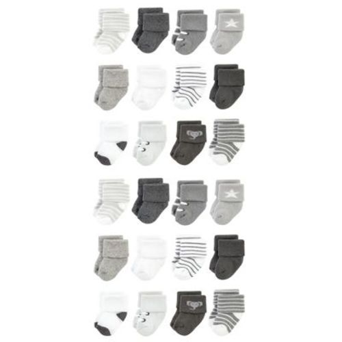 Hudson Baby Cotton Rich Baby Terry Socks 24-pack, Modern Elephant, 6-12 Months