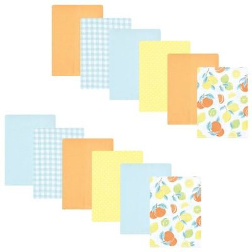 Hudson Infant Flannel Burp Cloth 12pk, Citrus Mint, One Size