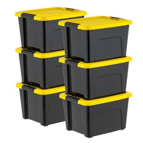 IRIS Storage Bin with Secure Latching Buckles Black Yellow