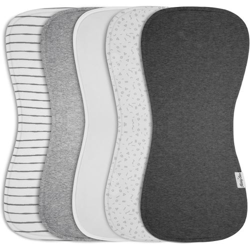 5 Pack Organic Cotton Baby Burp Cloths – 3 Layer, 21"x10" Large, Ultra Soft & Absorbent Burping Rags for Newborns – Infant Towels for Milk Spit Up
