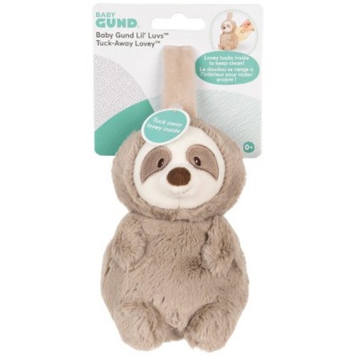 Baby GUND Reese Sloth Lil’ Luvs Tuck-Away Lovey – Plush Toy with Built-In Blanket, Soft Neutral Taupe Security Lovey for Babies