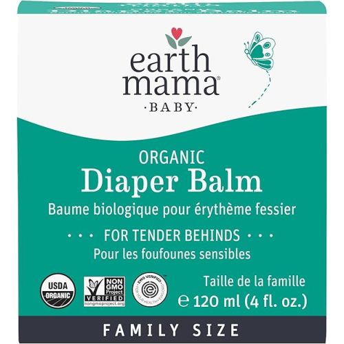 Earth Mama Organic Diaper Balm | Diaper Cream with Calendula | Calm Skin Baby Essentials for Diaper Bag |Multipurpose Baby Ointment, 4-Fluid Ounce