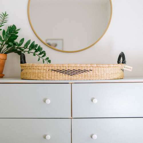 Handwoven Changing Basket: Midnight Diamond