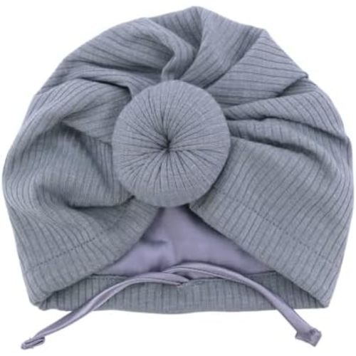 Silky Satin Lined Turban Hat for Babies Infant Toddler Girls Boys Bonnet Newborn Cotton Beanie Little Kids Shower Caps