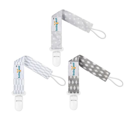 Babygoal Neutral Pacifier Clips, 3 Pack Binky Paci Holder and Leash for Boys and Girls Fits for Most Pacifier, Binkie Styles & Baby Teethers & Toys and Gift PS06