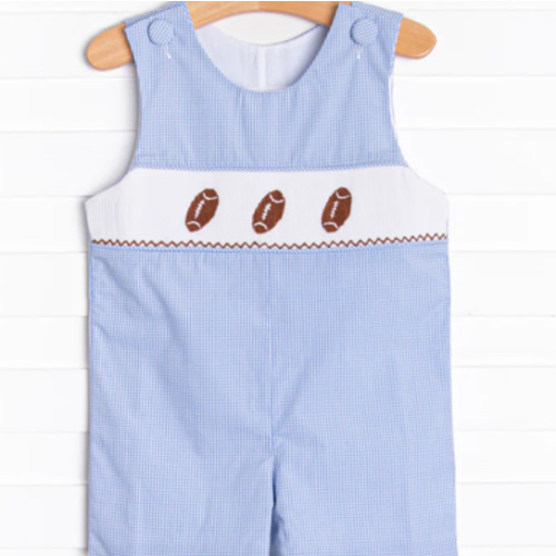 Fall Football Smocked Jon Jon, Blue – Stitchy Fish