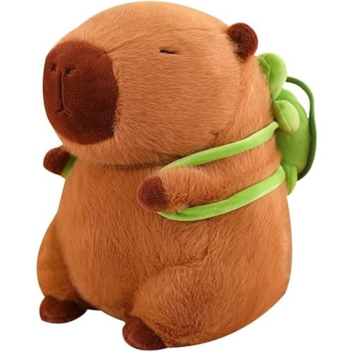 Cute Capybara Plush Kawaii Capybara Stuffed for Kids Cute Aniamls Toys with Turtle Backpack (9.8in)