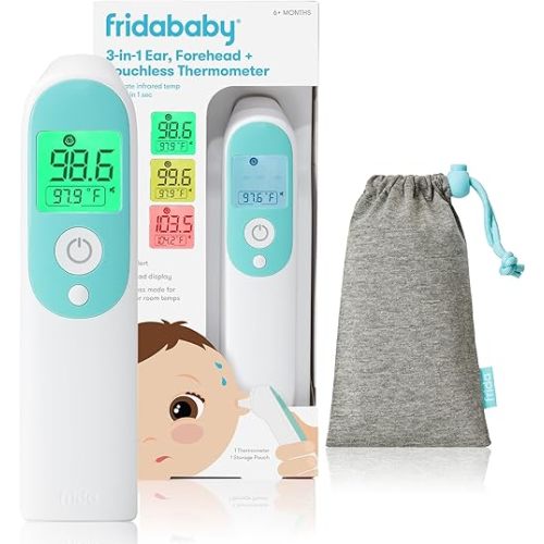 Frida Baby Thermometer, 3-in-1 Infrared Thermometer for Ear, Forehead & Touchless, FSA/ HSA Eligible Fever Thermometer for Baby, Infants ,Toddlers, Kids & Adults