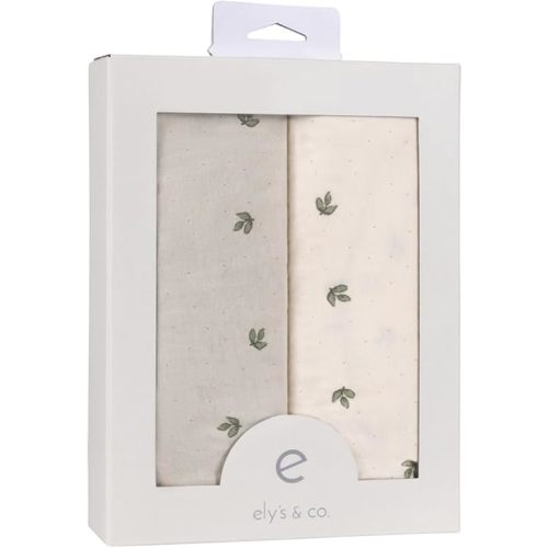 Ely’s & Co. Pack and Play Sheets, for Mini/Portable Crib, 2 Pack Fitted Playpen Play Yard Sheet Set Compatible with Graco Pack n Play, for Baby Boys/Girls, 100% Cotton, Sage Vintage Leaf, 38”x24”x5”