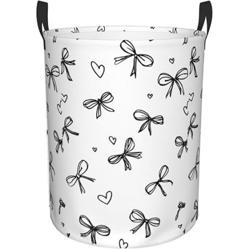 Black Bow Foldable Laundry Basket Waterproof Oxford Cloth Storage Laundry Hamper For Bathroom/Laundry Storage/Bedroom