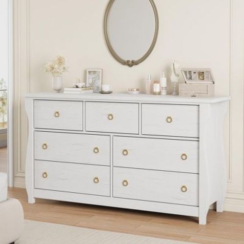 ODK Dresser for Bedroom, Modern Wood Dresser with Ring Pull Handles, Chest of Drawer, Storage Organizer for Living Room, Entryway