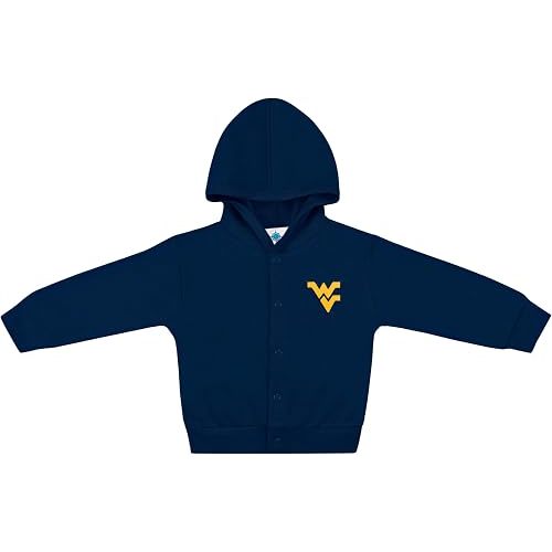 College Baby NCAA Officially Licensed Snap Hooded Jacket - West Virginia Mountaineers Logo - Navy - 3-6 Months