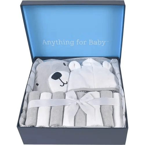 Gerber Baby 10-Piece Hooded Towel, Robe, & Washcloths Set, Bear, One Size