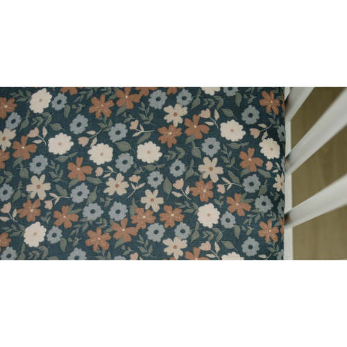 Midnight Floral Muslin Crib Sheet